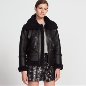 sandro shearling jacket womens